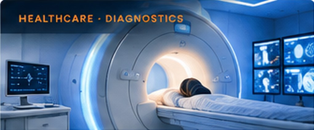MRI diagnostic scanner in a clinical radiology suite, illustrative AI-generated visual
